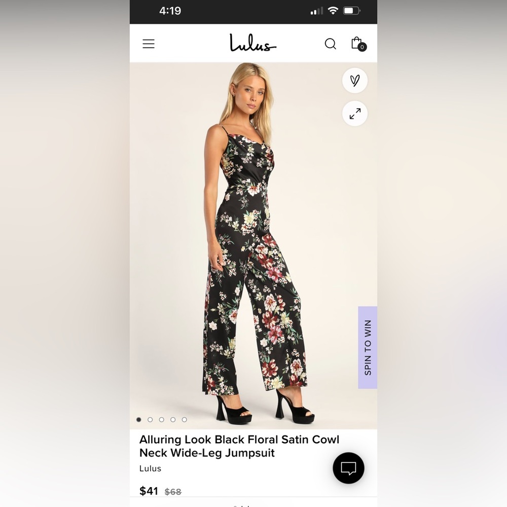 NWT Lulus Black Floral Jumpsuit